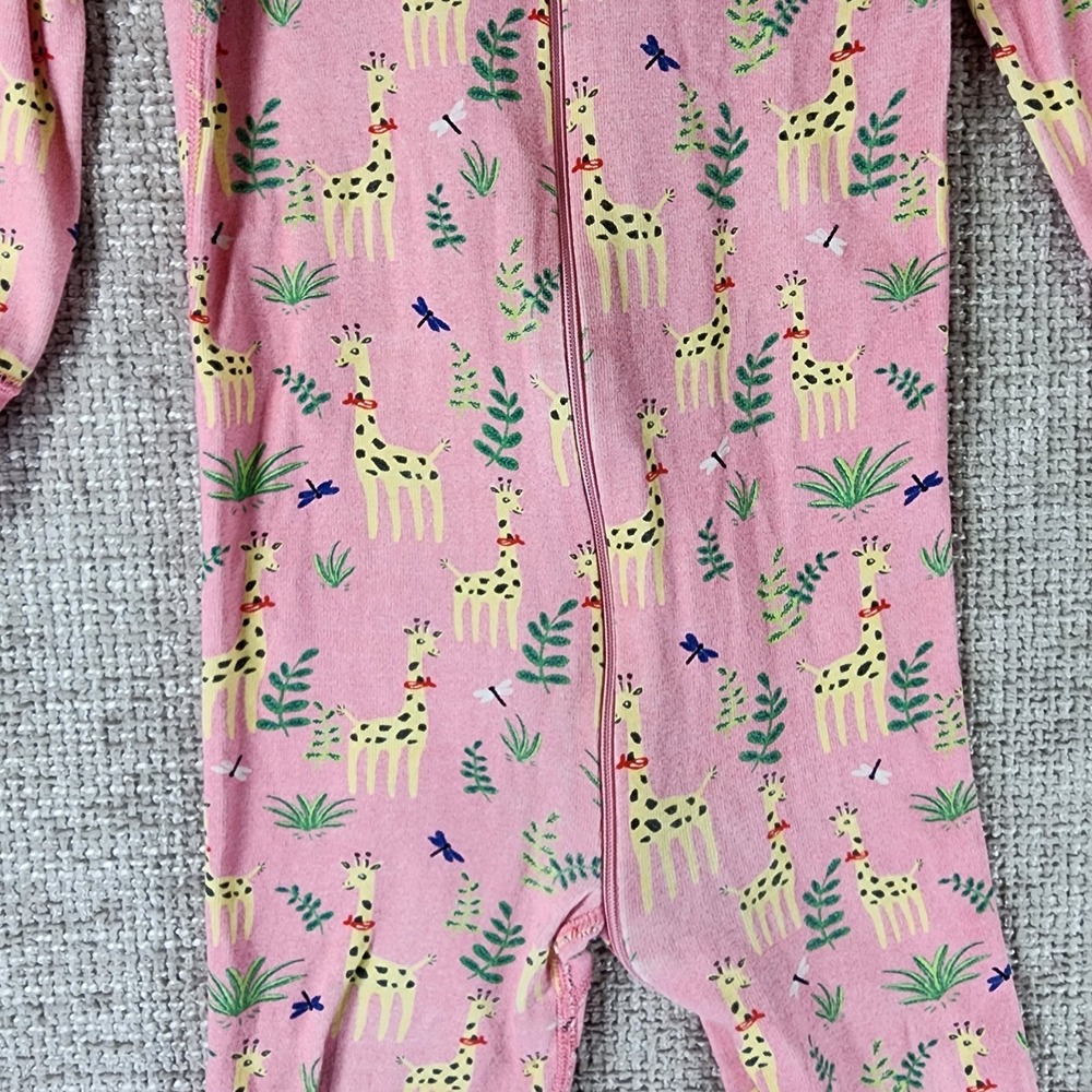 Hanna Andersson Sleeper Pajamas Size 3T Pink Giraffes Organic Cotton Zip‎ - Picture 3 of 10
